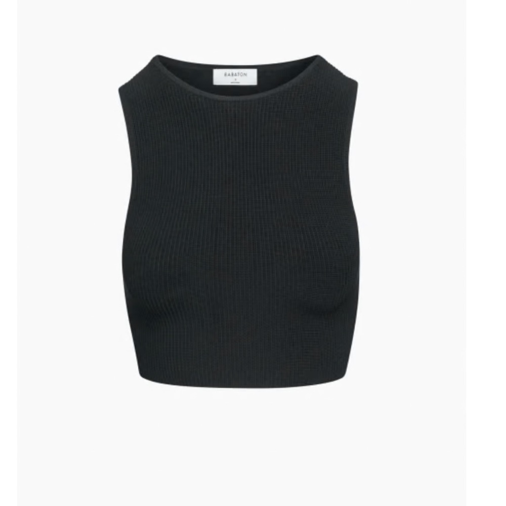 Aritzia Babaton Sculpt Knit Racer Cropped Tank in Black